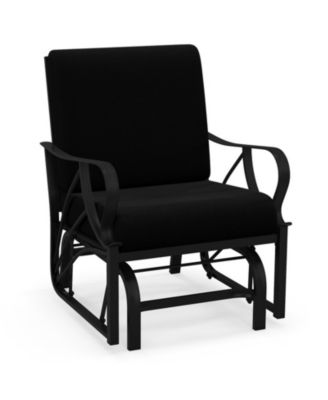 Curved-Arm Cushioned Outdoor Patio Glider Rocking Chair