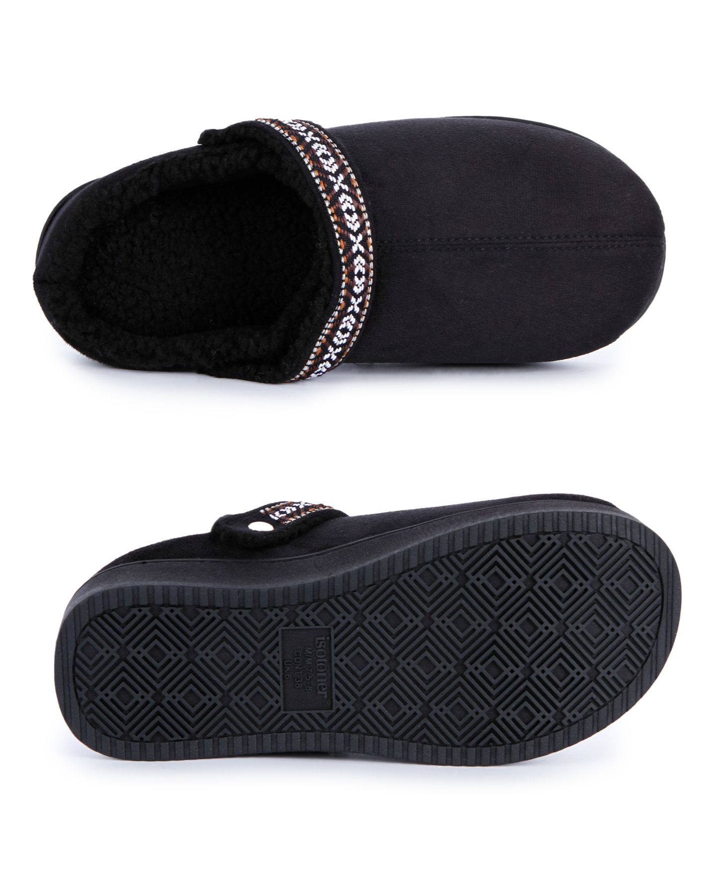 Женские сабо Isotoner Signature Joey Platform Easy-On/Easy-Off Faux Microsuede Clog, цвет: Чёрный — фото 4
