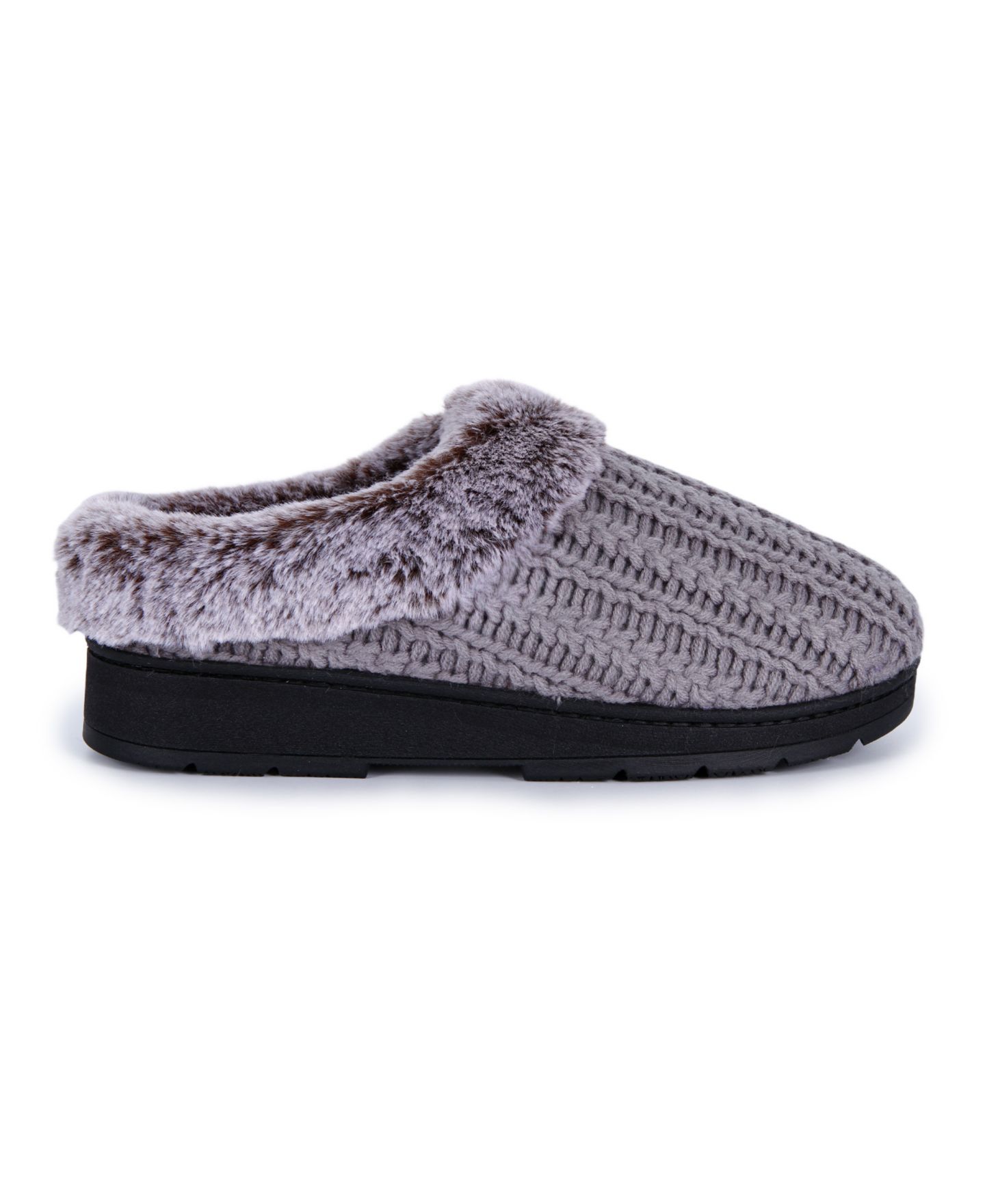 Женские сабо Isotoner Signature Cable-Knit Memory-Foam, цвет: Пепельный — фото 2
