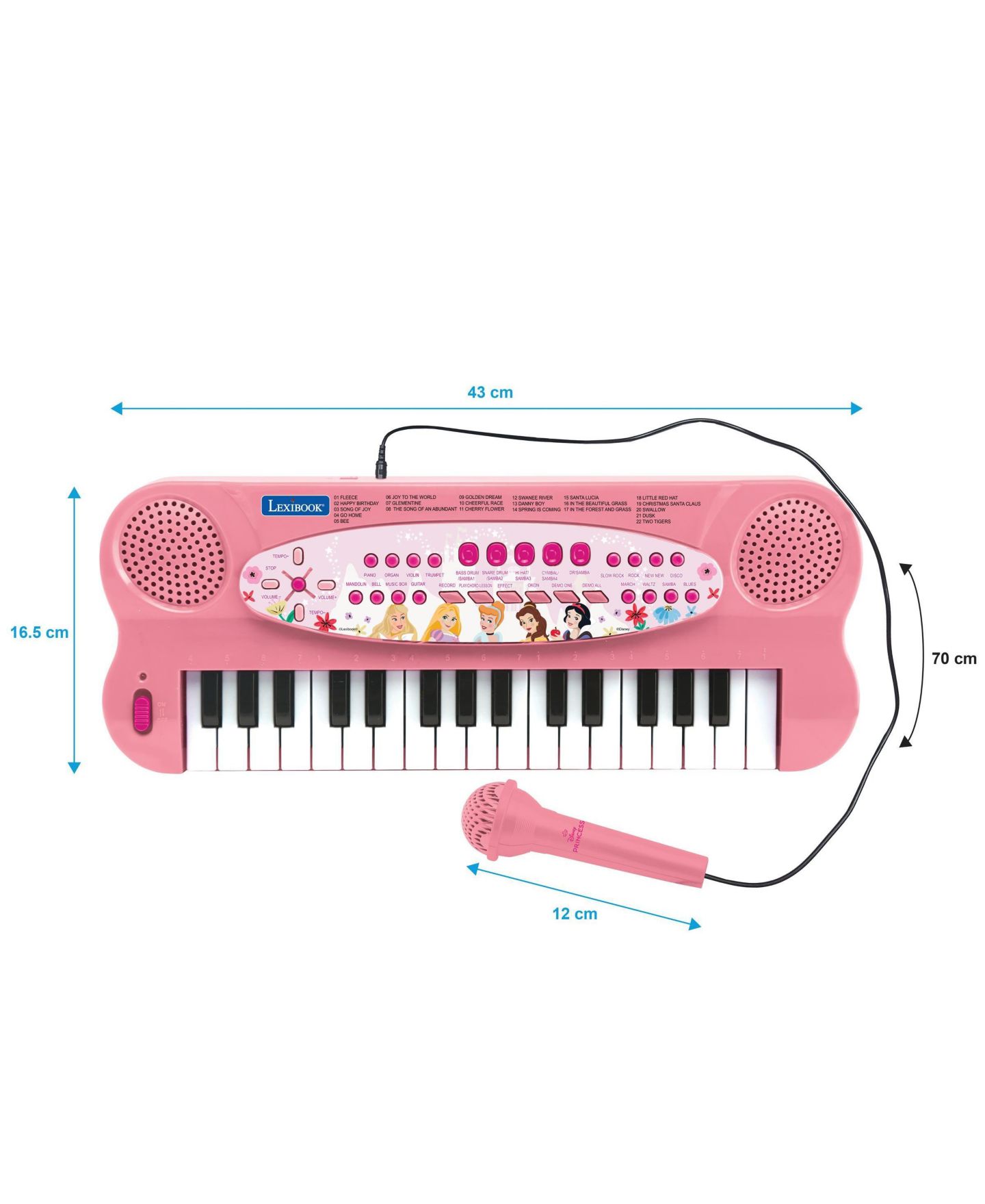 Детская игрушка Disney Princess Electronic Keyboard with Microphone, 22 Demonstration Songs, Ages 3+ — фото 2