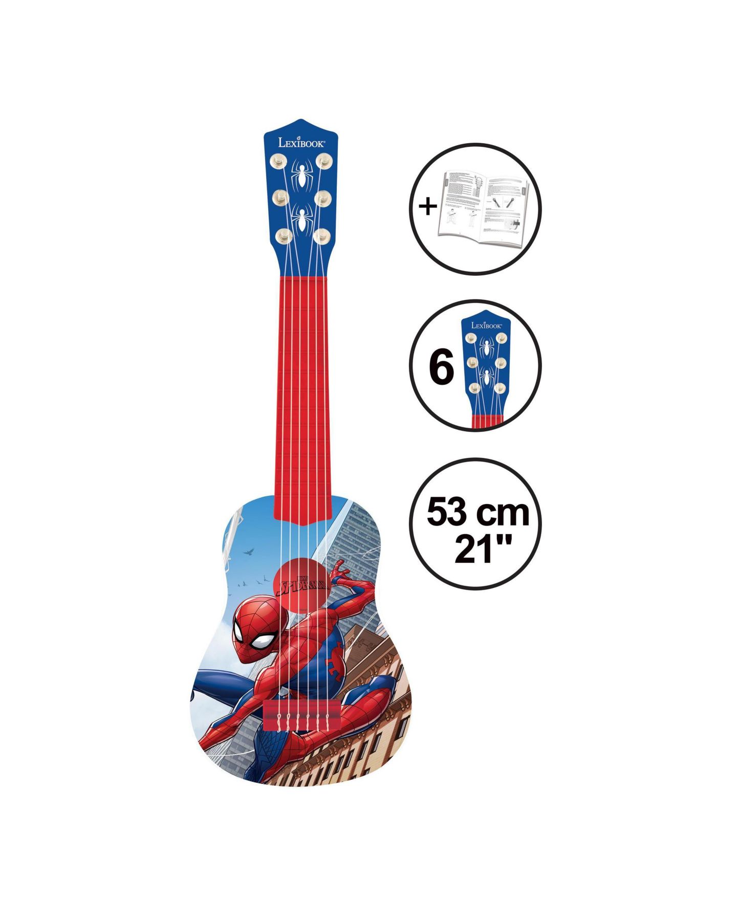 Детская игрушка Spiderman My First Wooden Guitar with 6 Nylon Strings and Learning Guide, от 3 лет — фото 2
