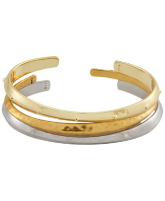 Two-Tone Oakland Hammered Cuff Bracelet, 3-Piece Set