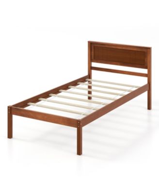 Twin Full Queen Size Bed Frame with Wooden Headboard and Slat Support Twin Size