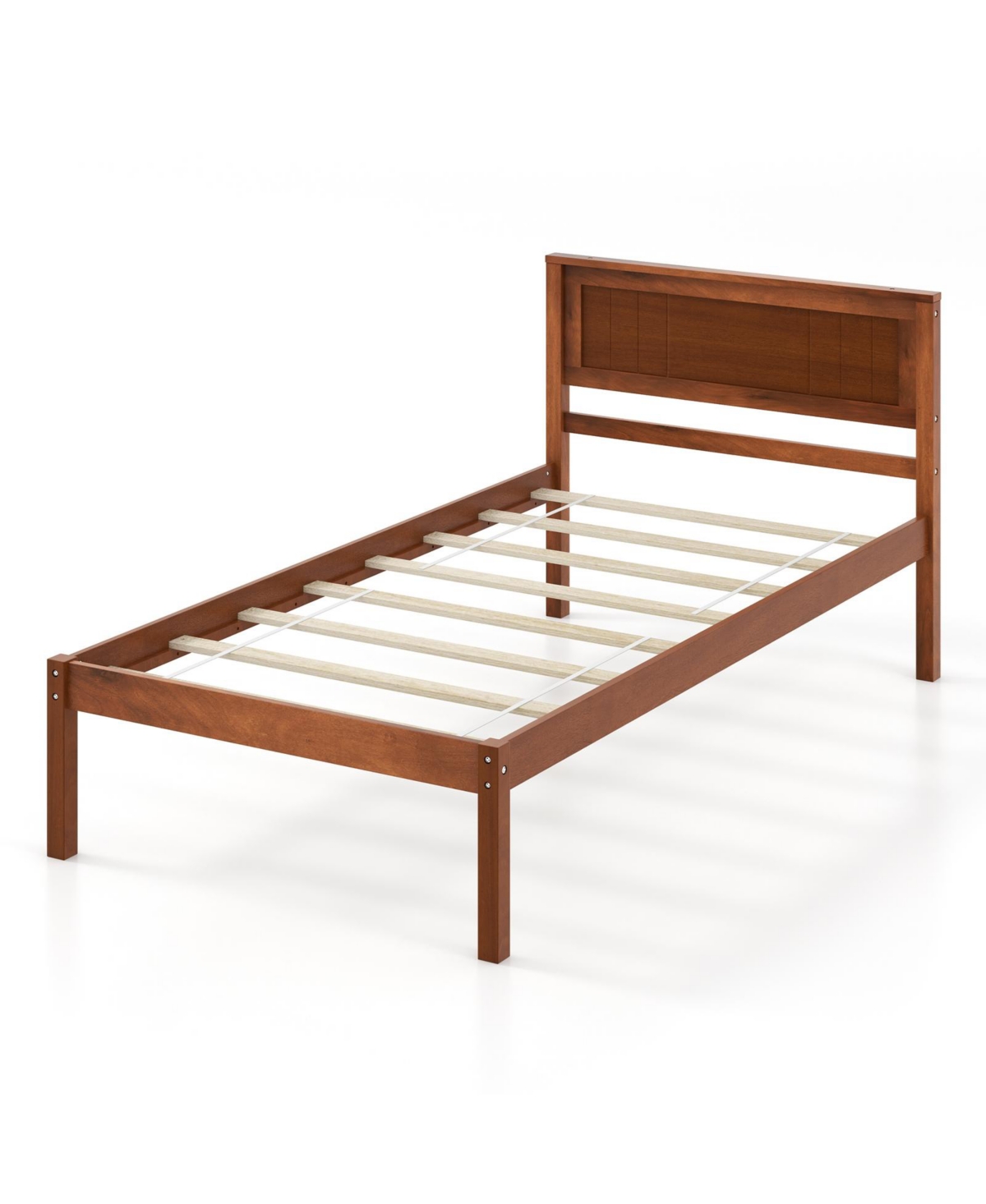 Mecale Twin Full Queen Size Bed Frame with Wooden Headboard and Slat Support Twin Size
