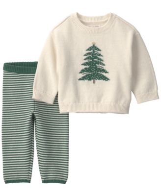 Baby Boys' or Baby Girls' Holiday-Tree Graphic Sweater and Pants, 2-Piece Set