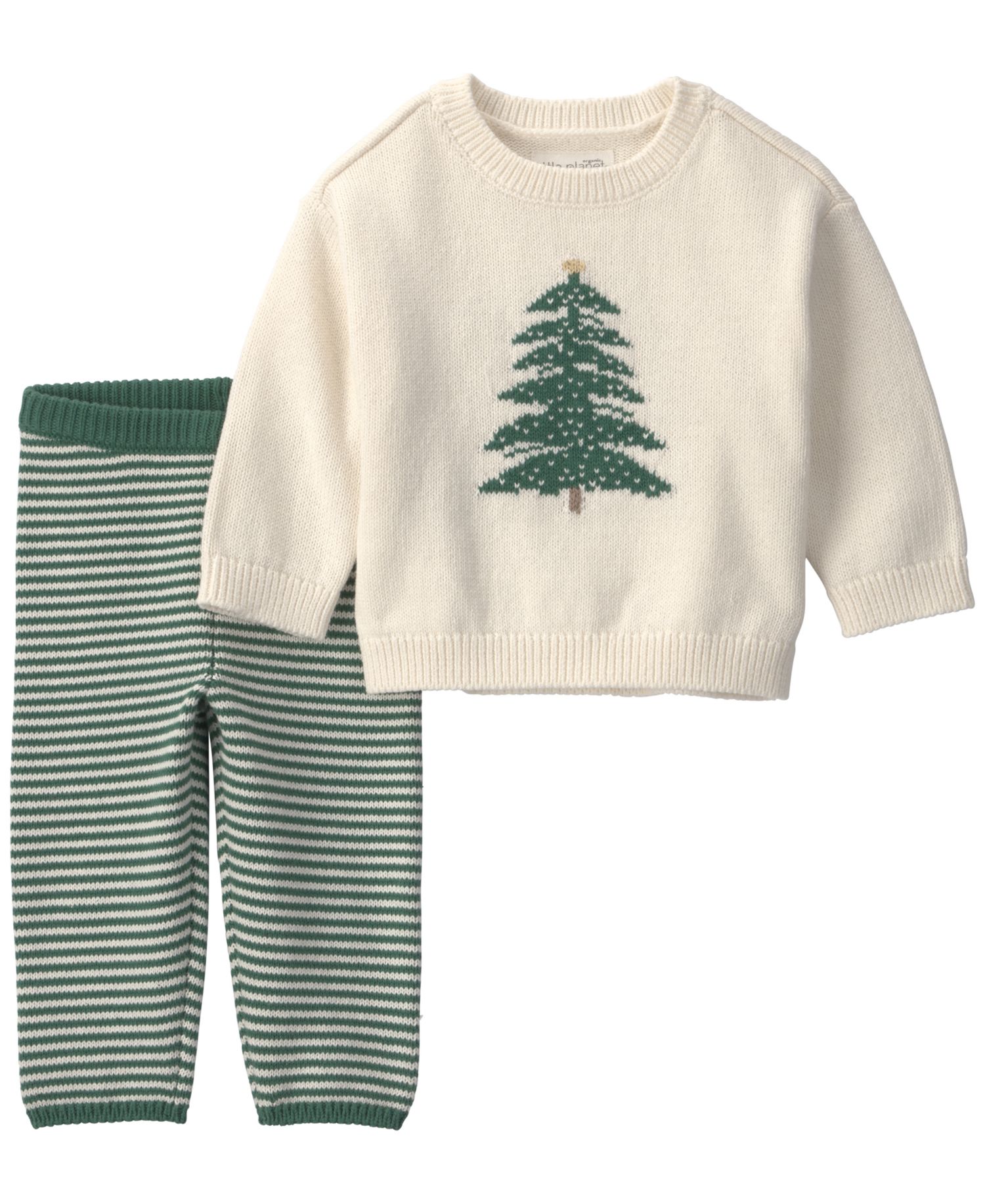 Baby Boys' or Baby Girls' Holiday-Tree Graphic Sweater and Pants, 2-Piece Set