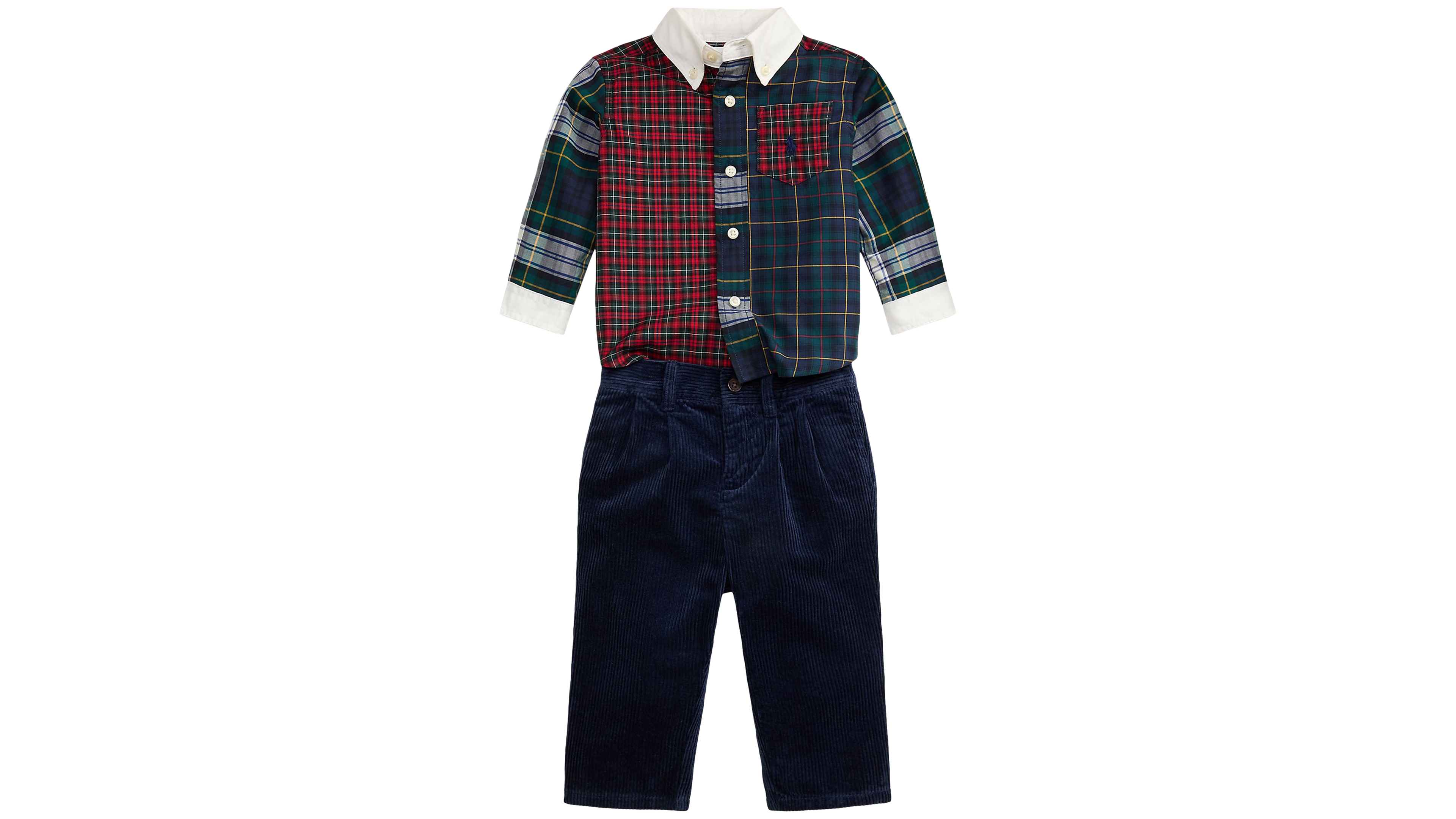 Polo Ralph Lauren Baby Boys' Plaid Long-Sleeve Corduroy Shirt and Pant, 2-Piece Set