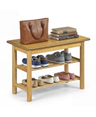 Shoe Rack Bench 3 Tier Rubberwood Shoe Changing Bench Natrual