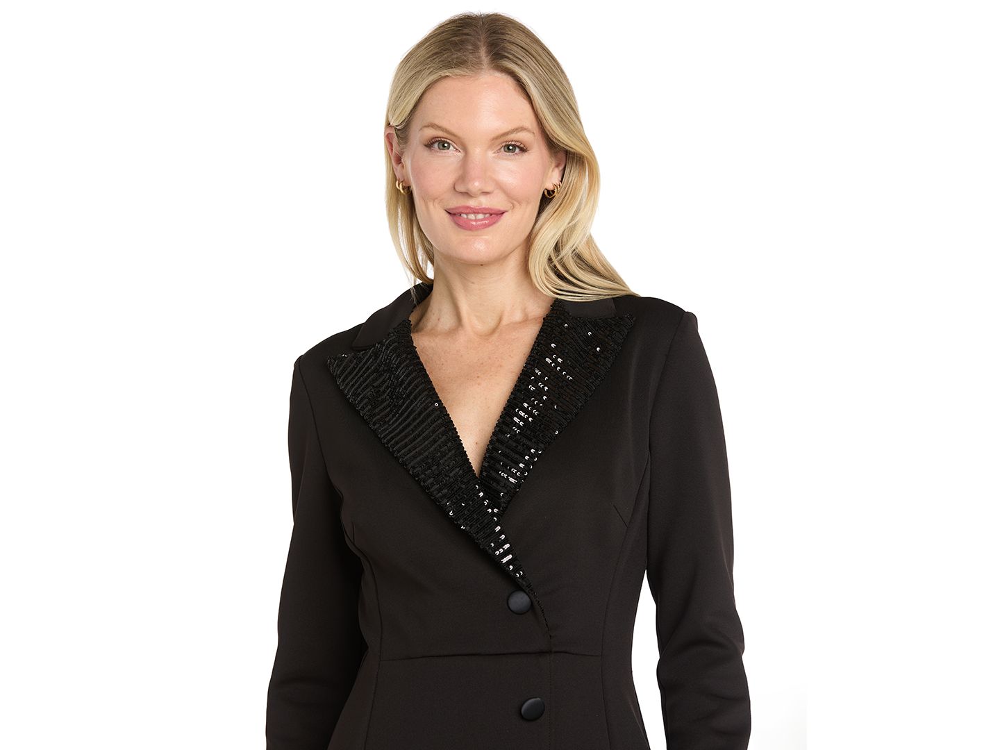 Женское платье R & M Richards Long-Sleeve V-Neck Scuba Tuxedo, цвет: Чёрный — фото 2