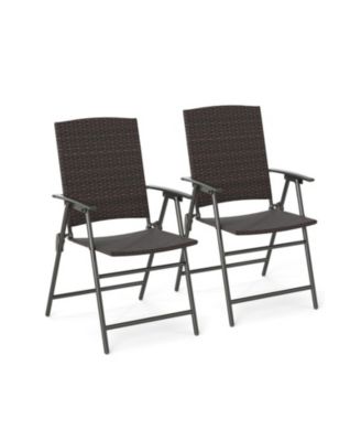 Folding PE Wicker Dining Chair Set with Metal Frame