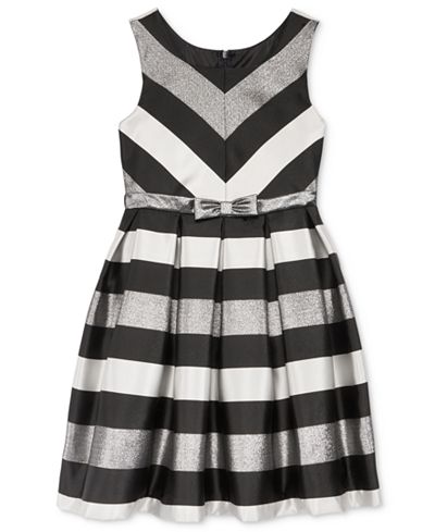 Bonnie Jean Striped Shantung Special Occasion Dress, Big Girls (7-16)