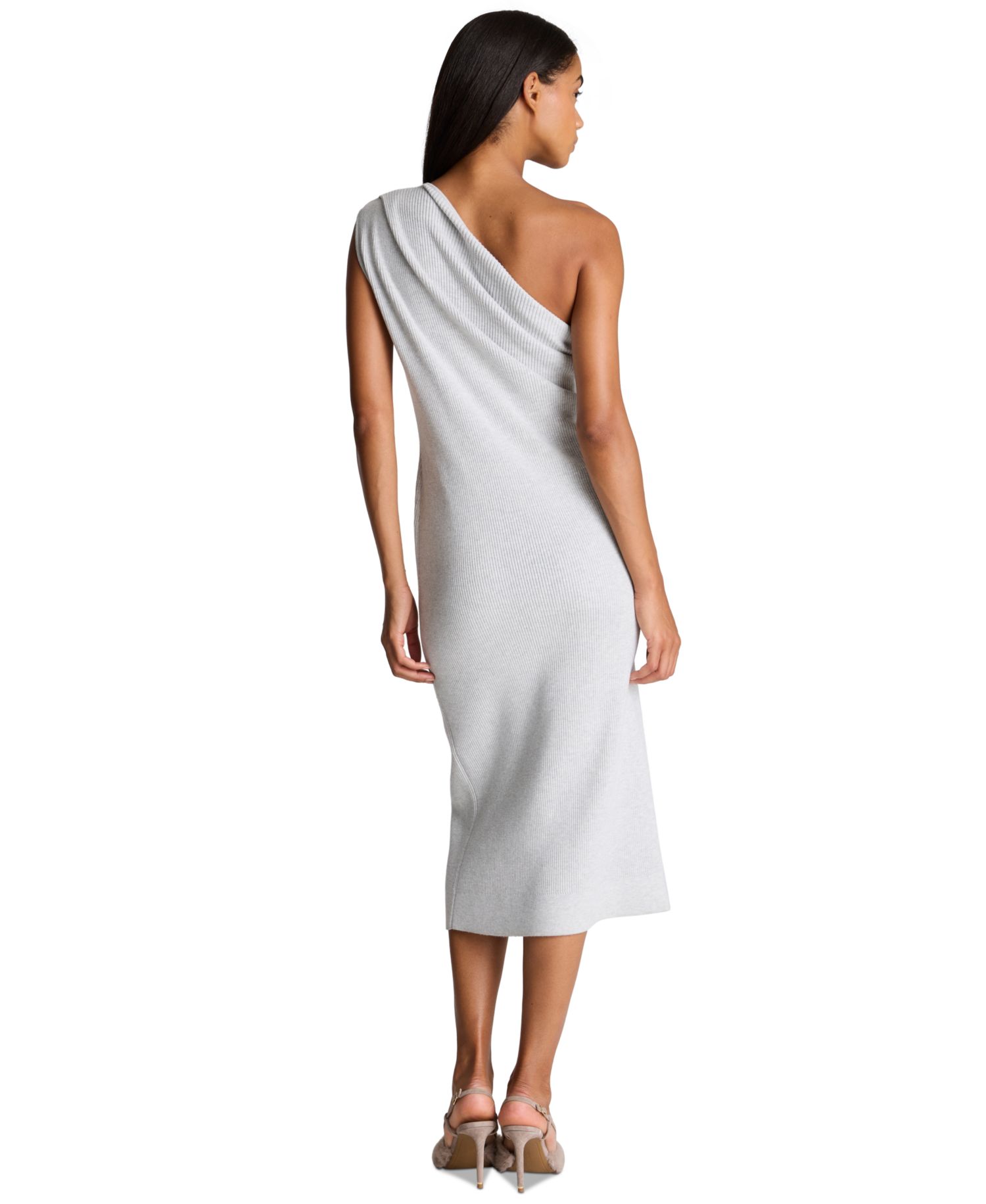 Women's One-Shoulder Sleeveless Midi Sweater Dress
