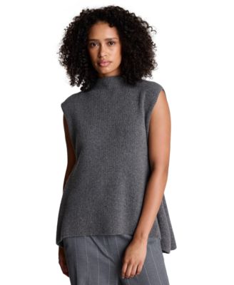Women's Side-Pleated Sleeveless Mock Neck Vest