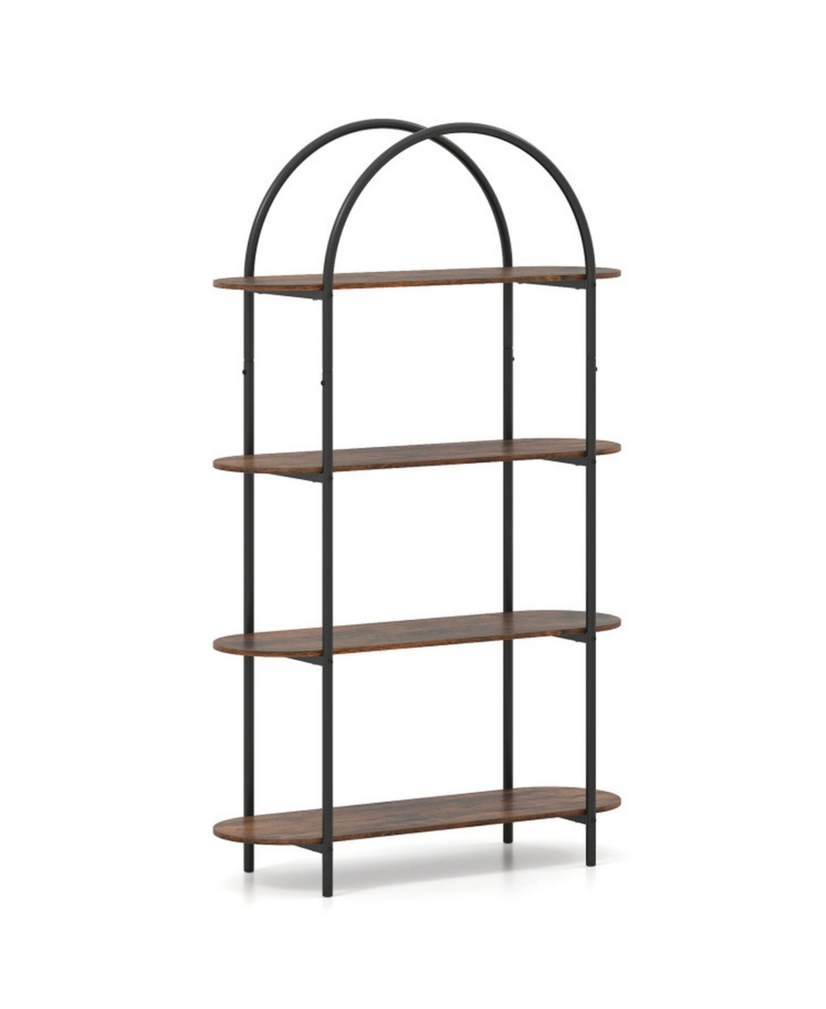 Gouun 4-Tier Arched Wooden Bookcase for Open Display Storage