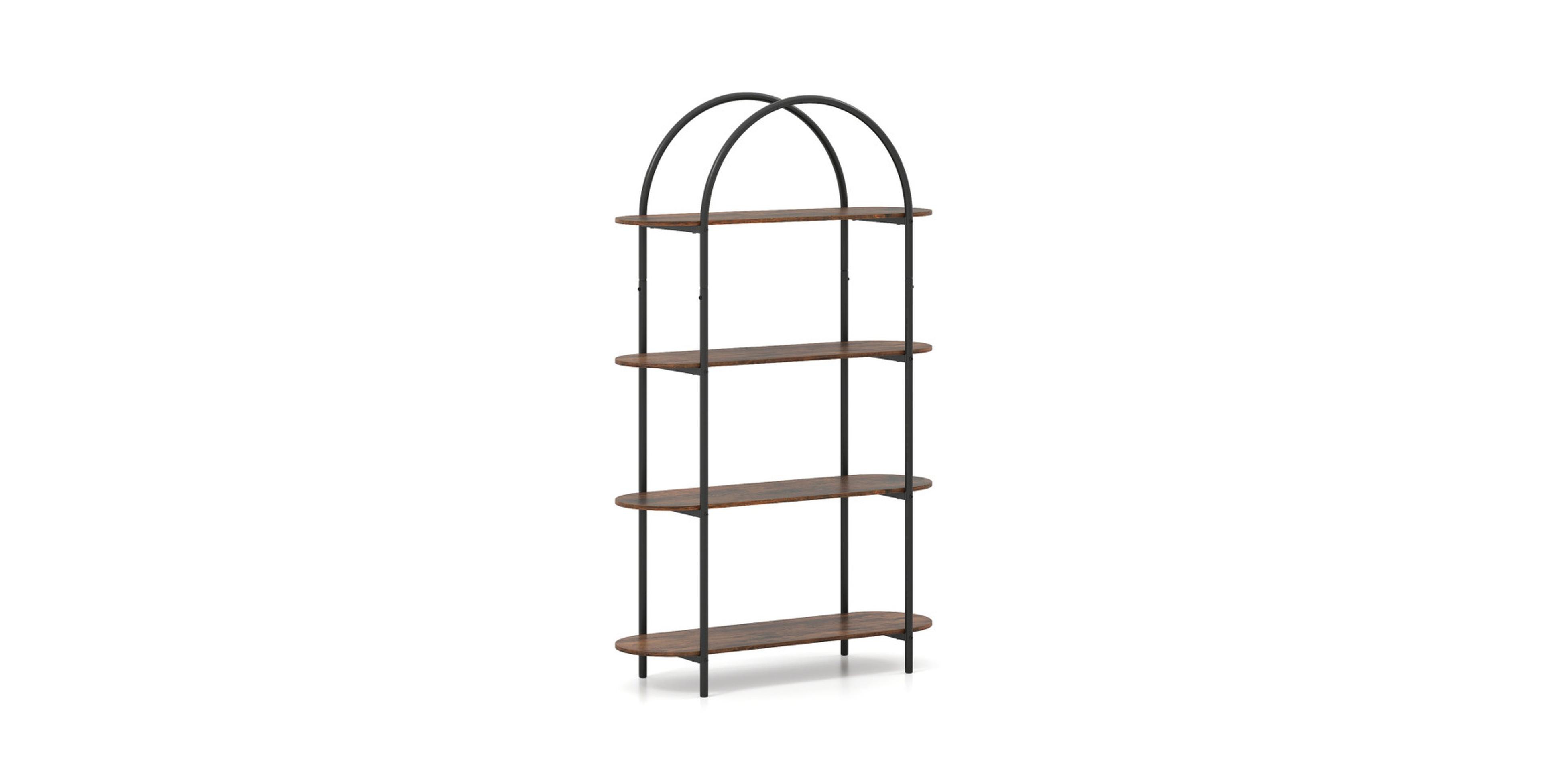 Gouun 4-Tier Arched Wooden Bookcase for Open Display Storage
