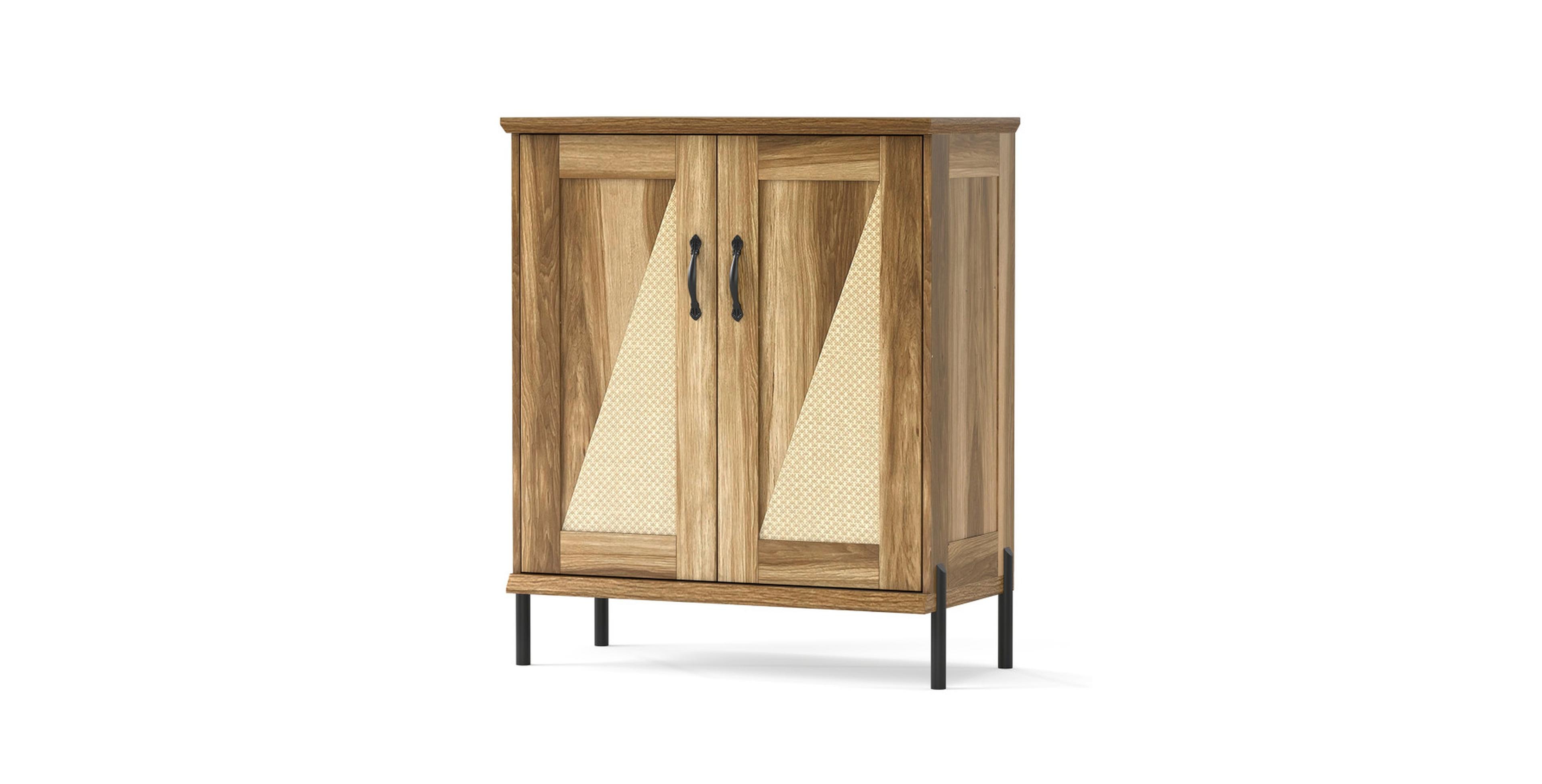 Gouun Farmhouse 5-Tier Shoe Cabinet with Woven Rattan Doors