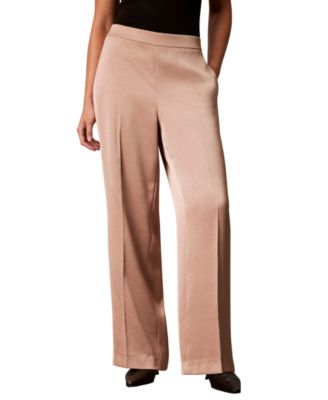 Women's Pull-On Wide-Leg Satin Pants