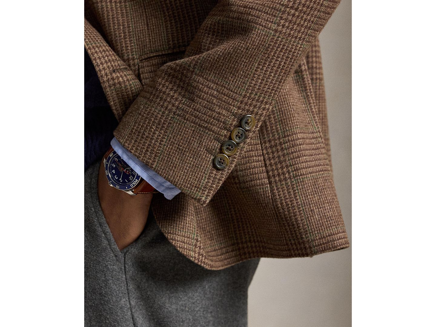 Мужской пиджак Polo Ralph Lauren Wool-Blend Glen Plaid Modern-Fit Sport Coat, цвет: Коричневый разноцветный / Зелёный — фото 4