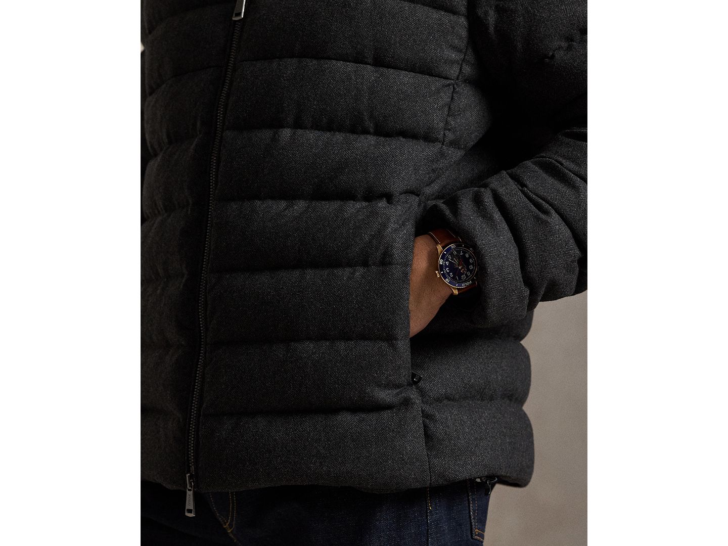 Мужская куртка Polo Ralph Lauren Big & Tall Colden Down Quilted-Herringbone Regular-Fit, цвет: Угольный — фото 4