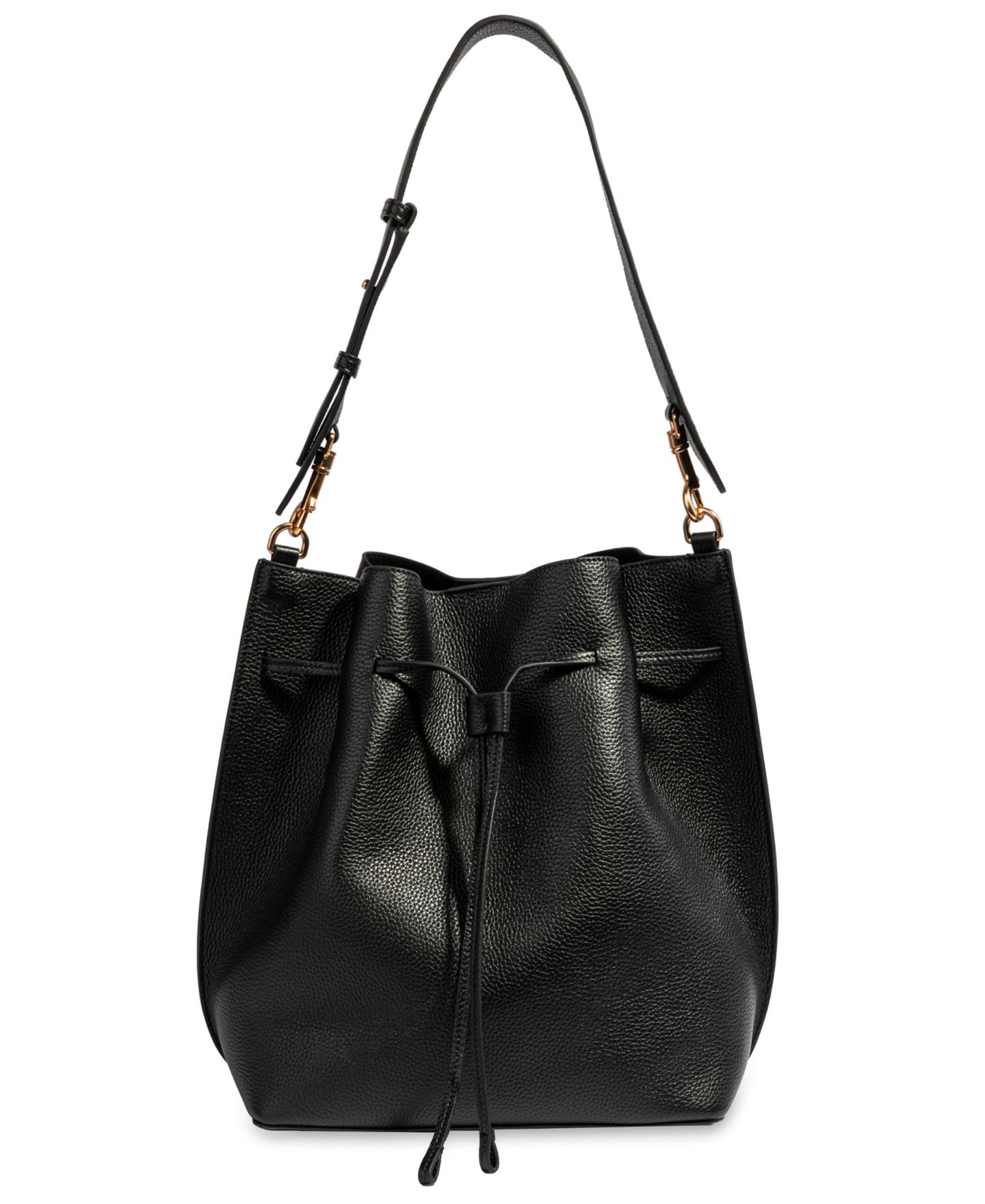 Женская сумка Sam Edelman Kate Large Leather Bucket, цвет: Чёрный — фото 1