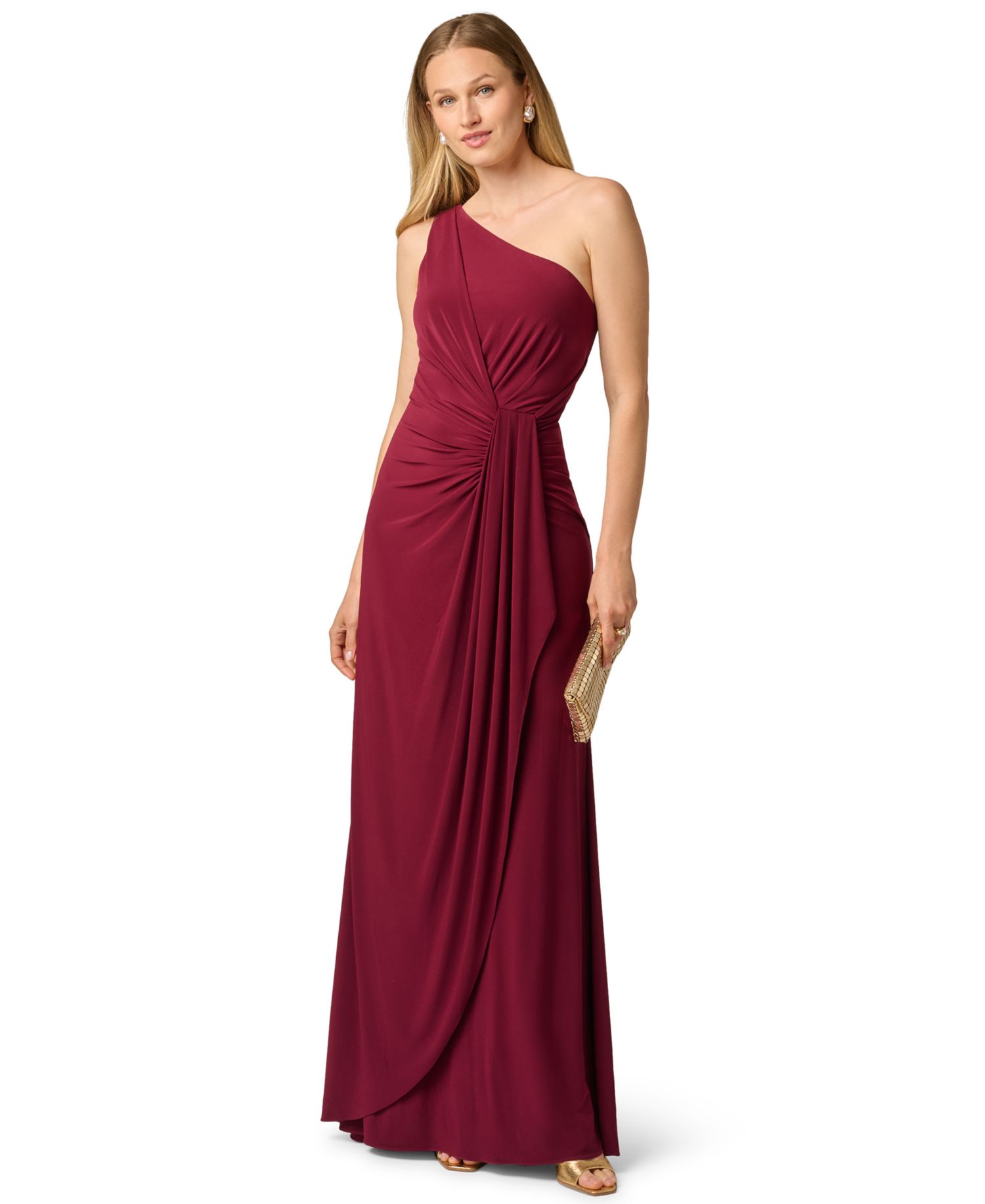 Women's One-Shoulder Matte-Jersey Ruched Gown