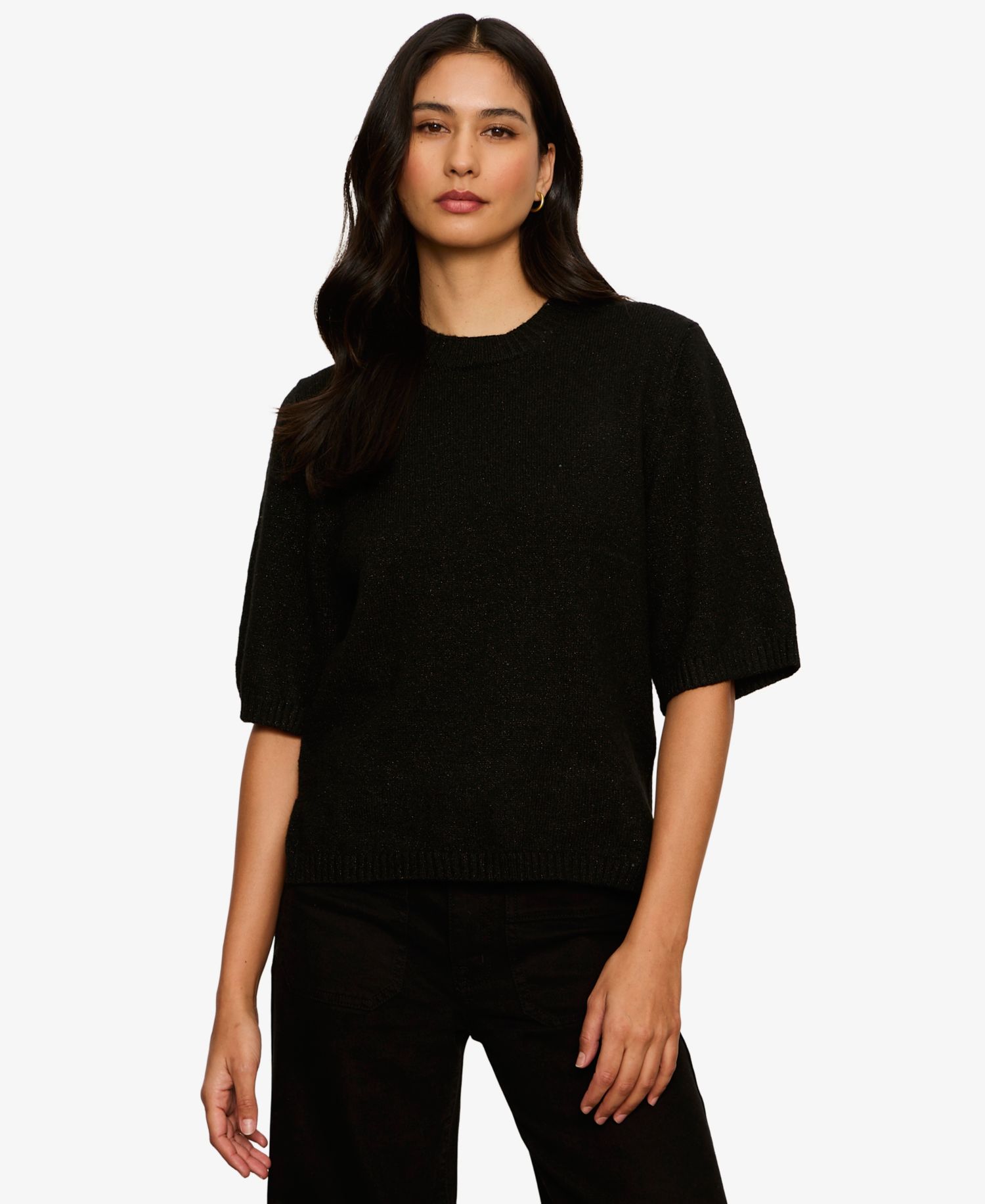 Women's Perfect Sequin Crewneck Short-Sleeve Sweater