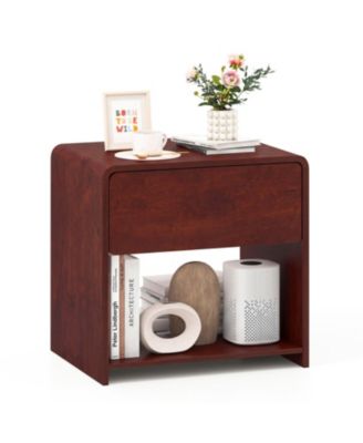 2 Tier Modern Style Nightstand with Drawer and Open Shelf for Bedroom