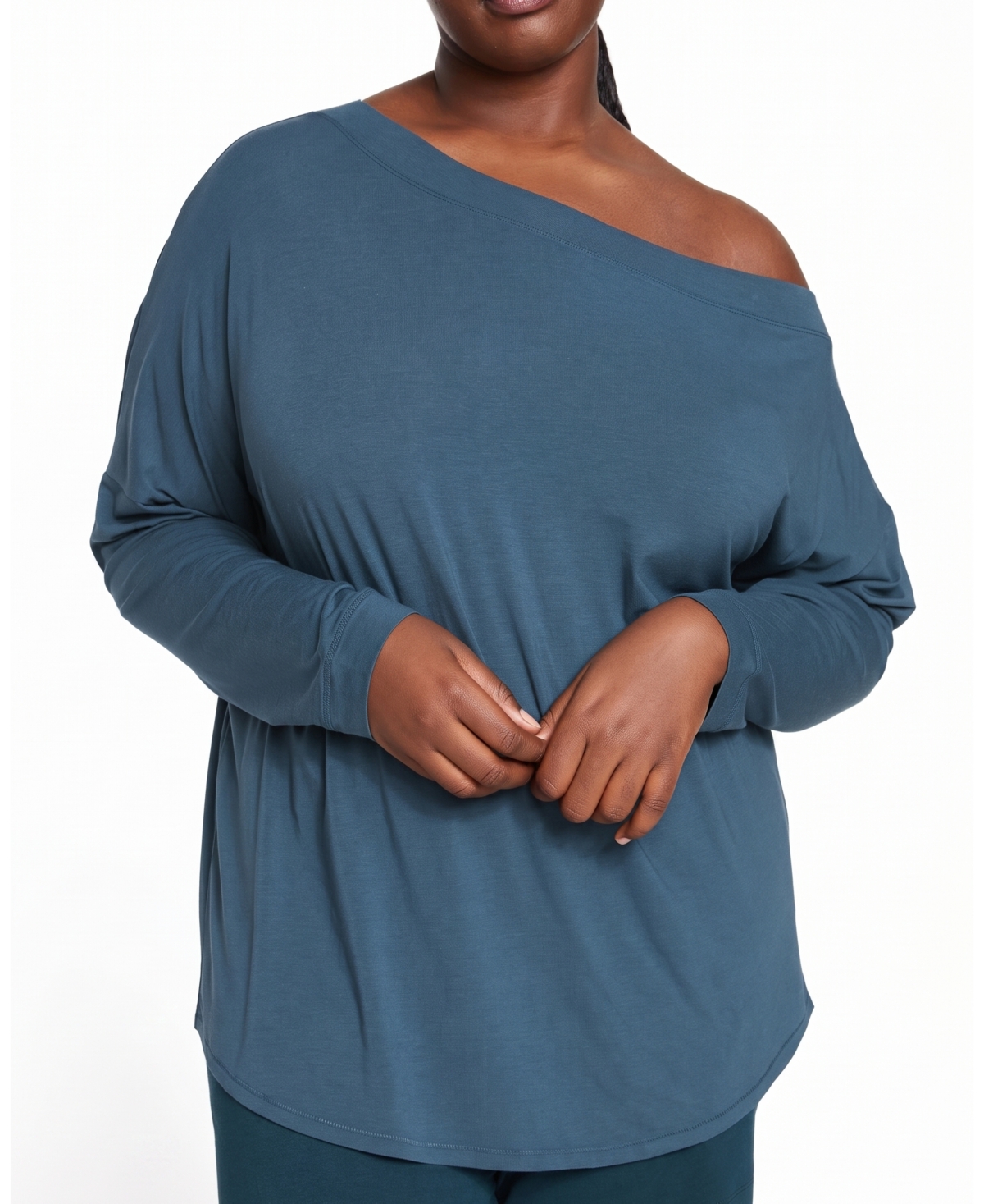 Universal Standard Plus Size Ultimates Dolci Off-the-Shoulder Long-Sleeve Lounge Top - Deep sea
