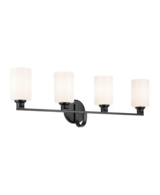 Gioe 4-Light Black Vanity Light with Opal Fluted Glass Shades
