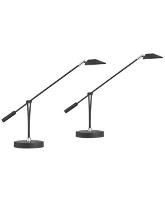 Arnie 20" High Small Modern Desk Lamps Set of 2 USB Port Adjustable LED Satin Metal Home Office Charging