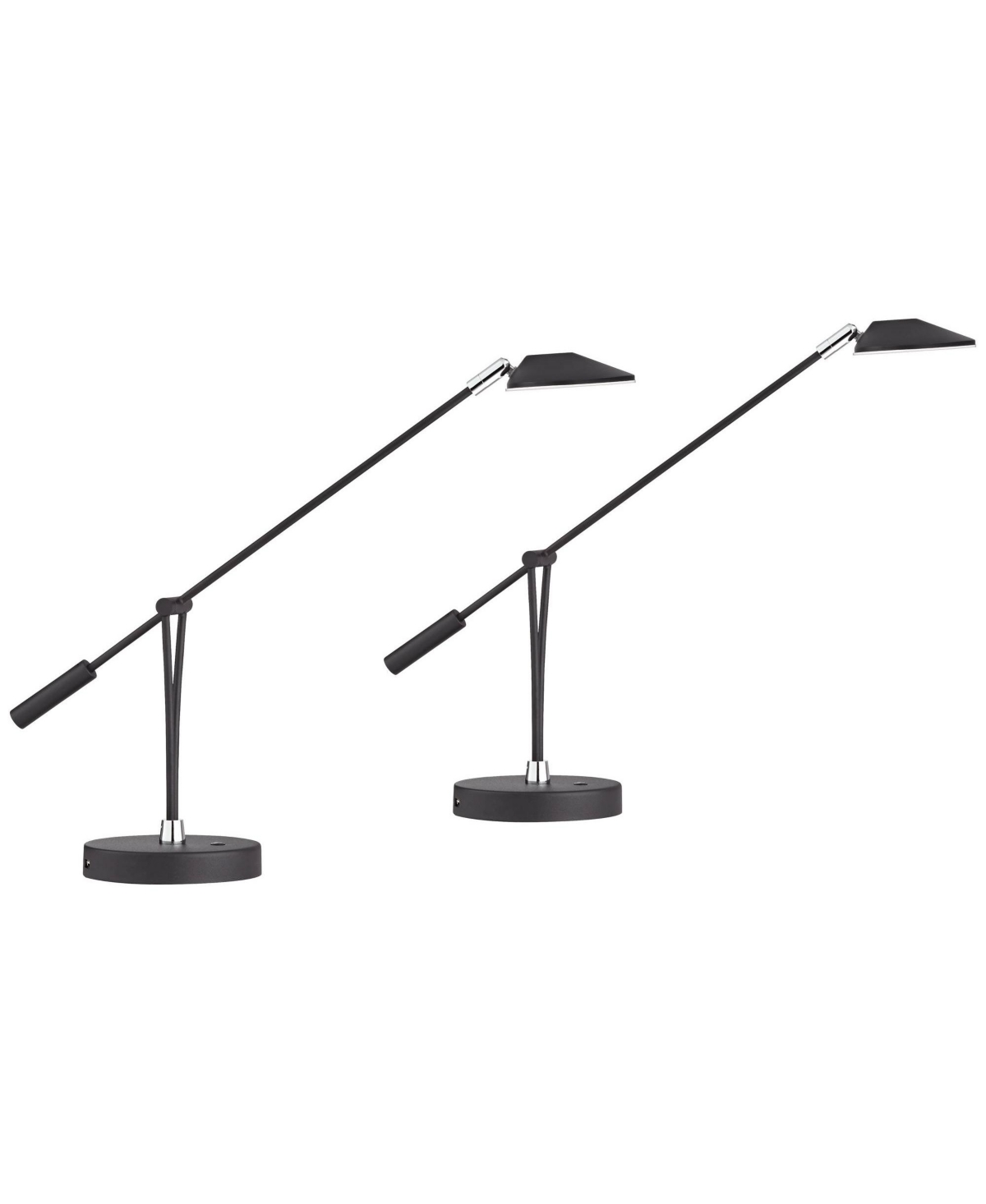 Possini Euro Design Arnie 20" High Small Modern Desk Lamps Set of 2 Usb Port Adjustable Led Satin Metal Home Office Charging
