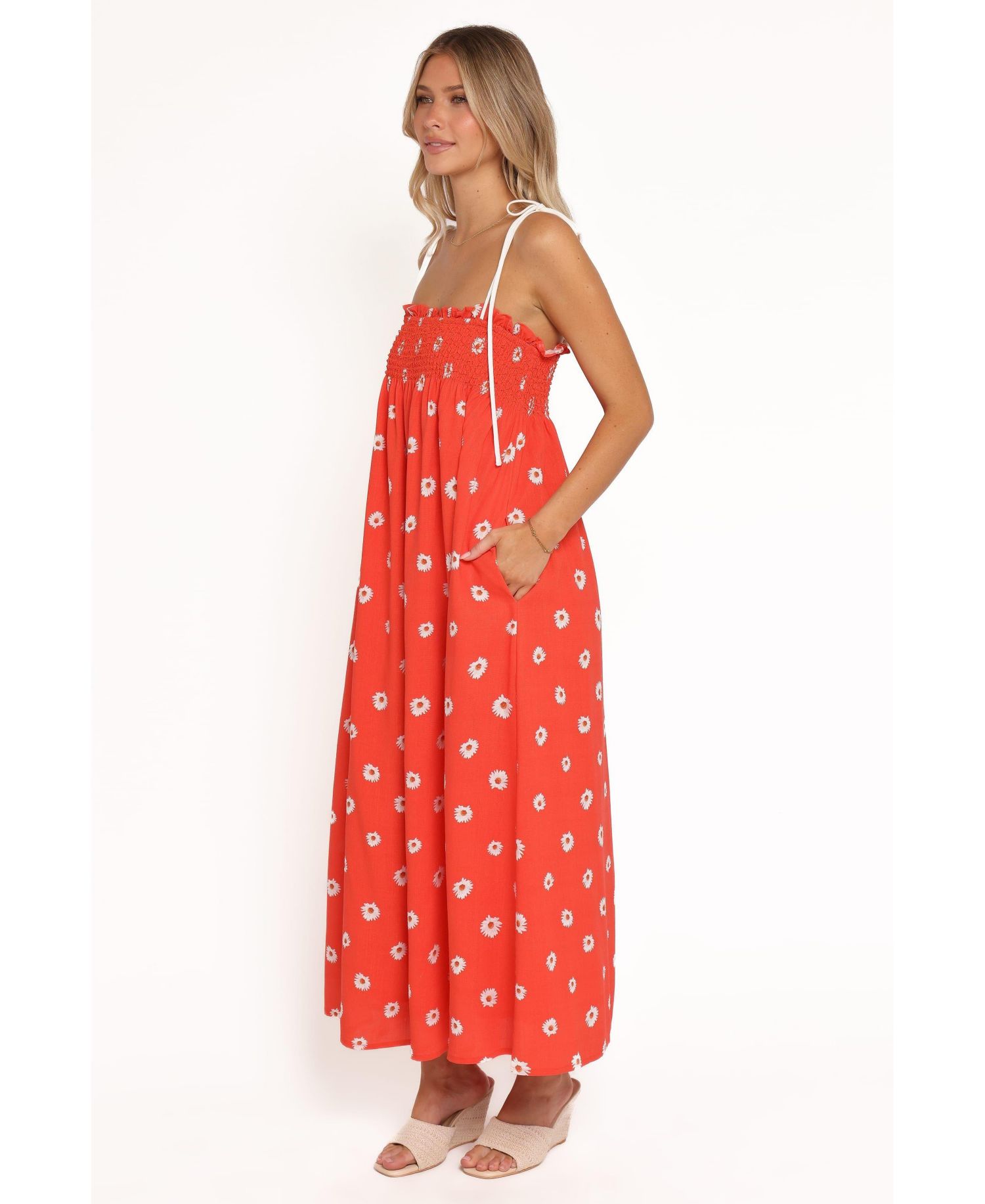 Women's Josie Floral Square-Neckline Smocked-Bodice Maxi Dress