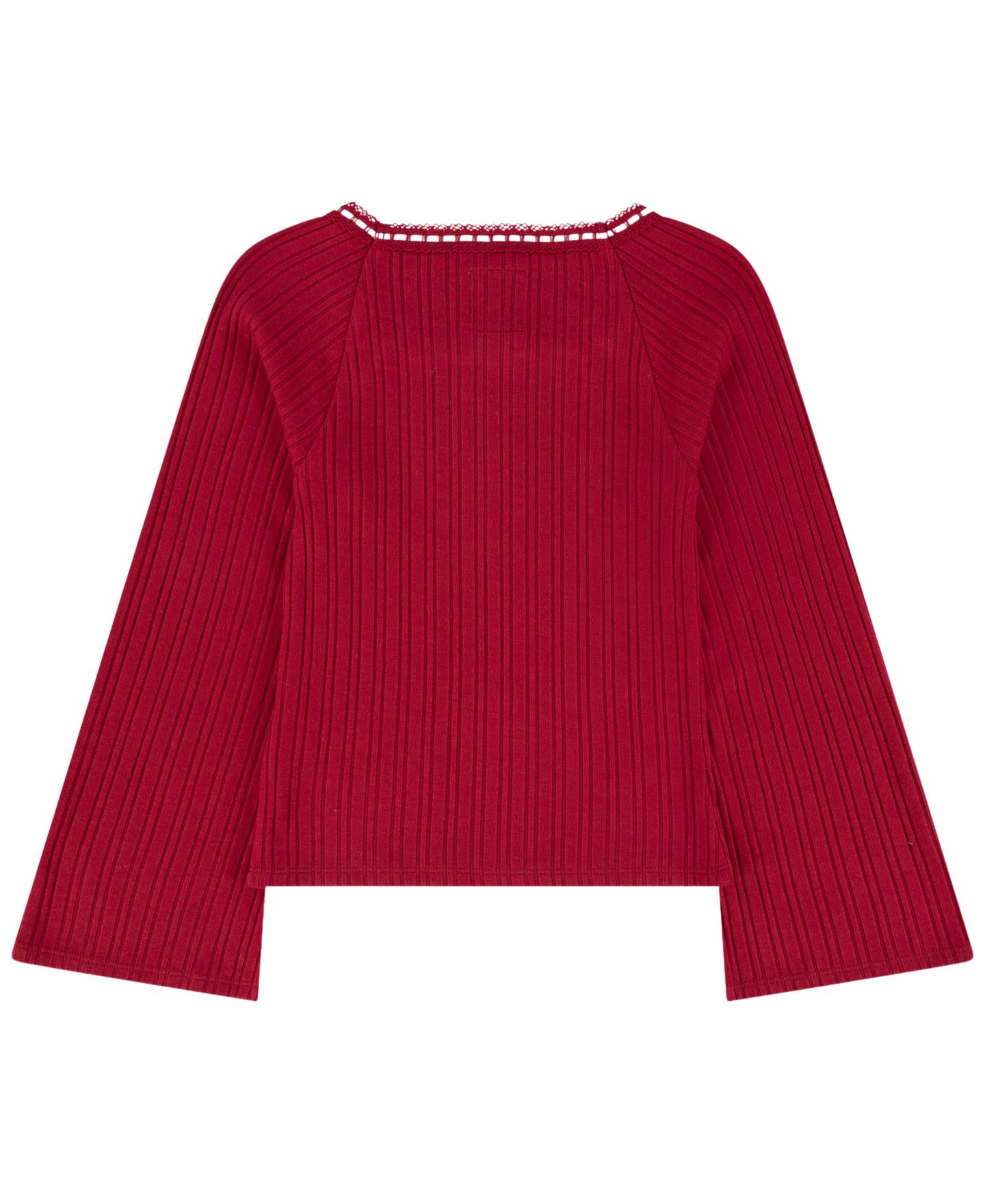 Топ Levi's Bell-Sleeve Square-Neck Ribbed-Knit Top для девочек, цвет: Глубокий бордово-красный — фото 2
