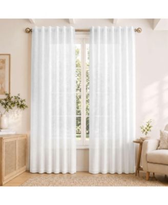 Linen Blend Light Filtering Curtains for Living Room (2 Panels)