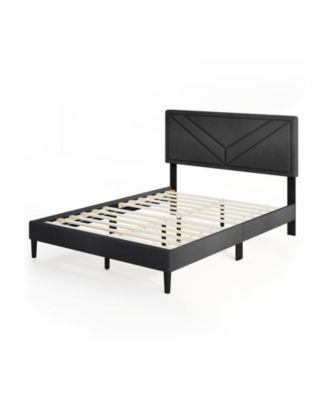 Upholstered Platform Bed with Tufted Headboard and Wooden Slats Full Size