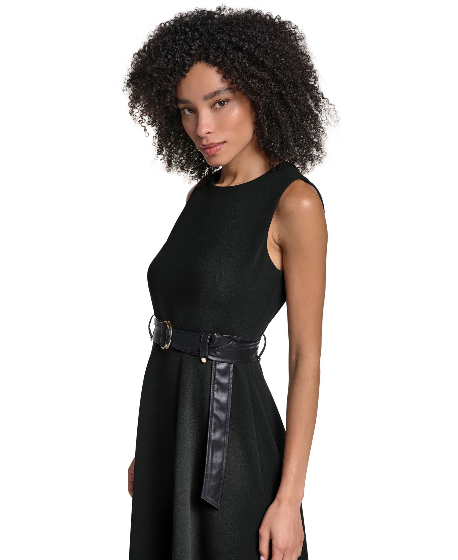 Women's Midi Crewneck Fit & Flare Dress