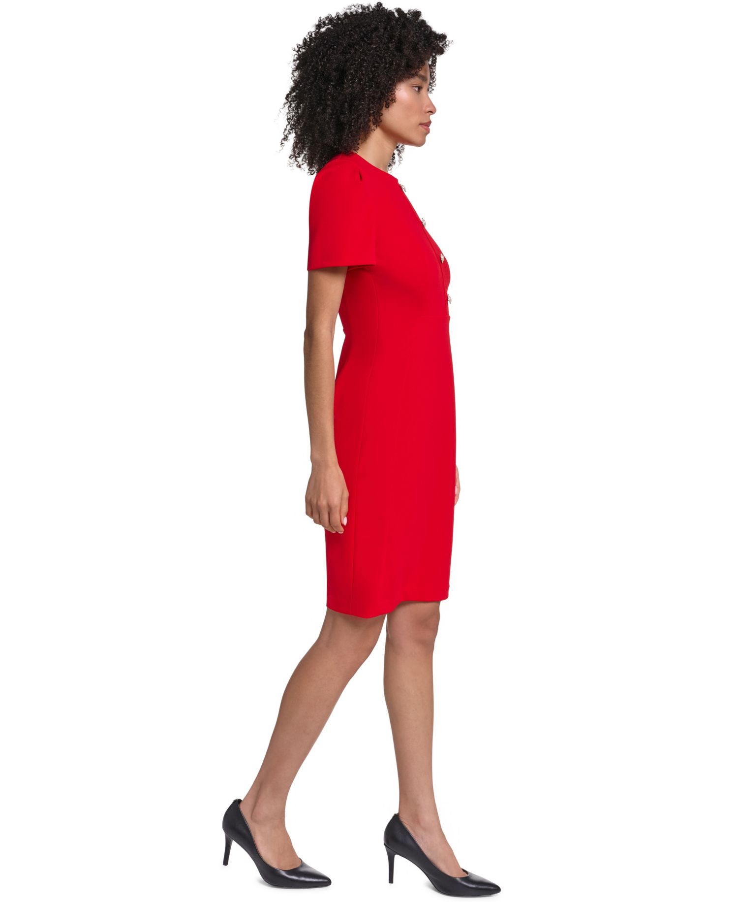 Women's Puff-Sleeve Scuba-Crepe Sheath Dress