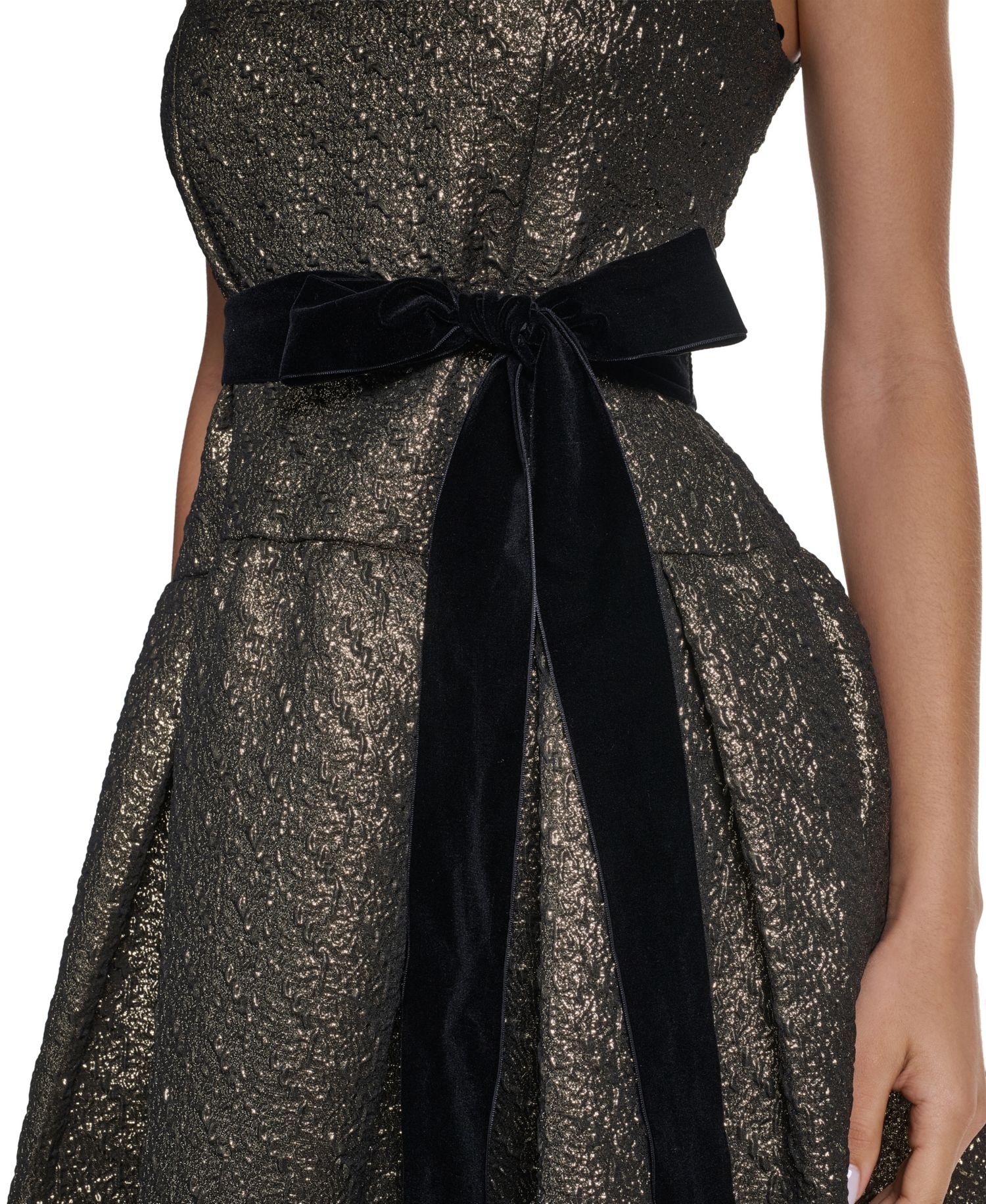 Women's Metallic-Jacquard Square-Neck Fit & Flare Midi Dress