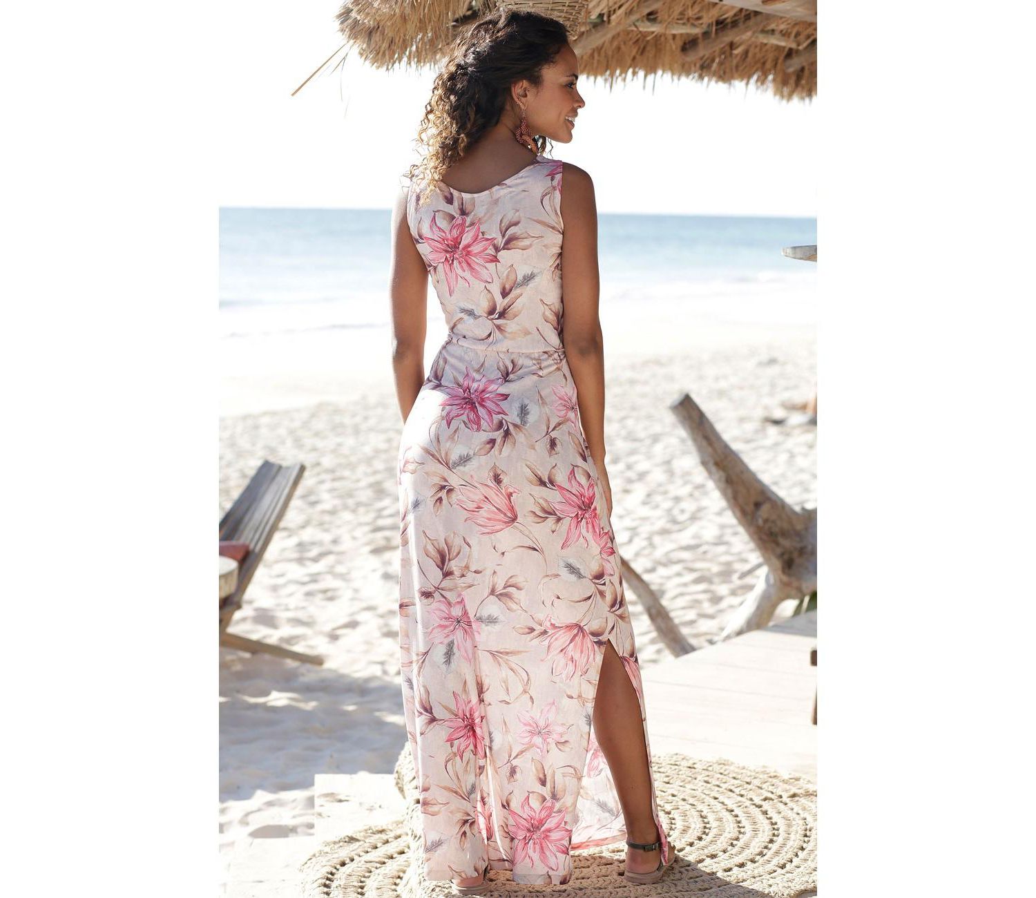 Women's Floral-Print Column Scoop Neck Maxi Dress