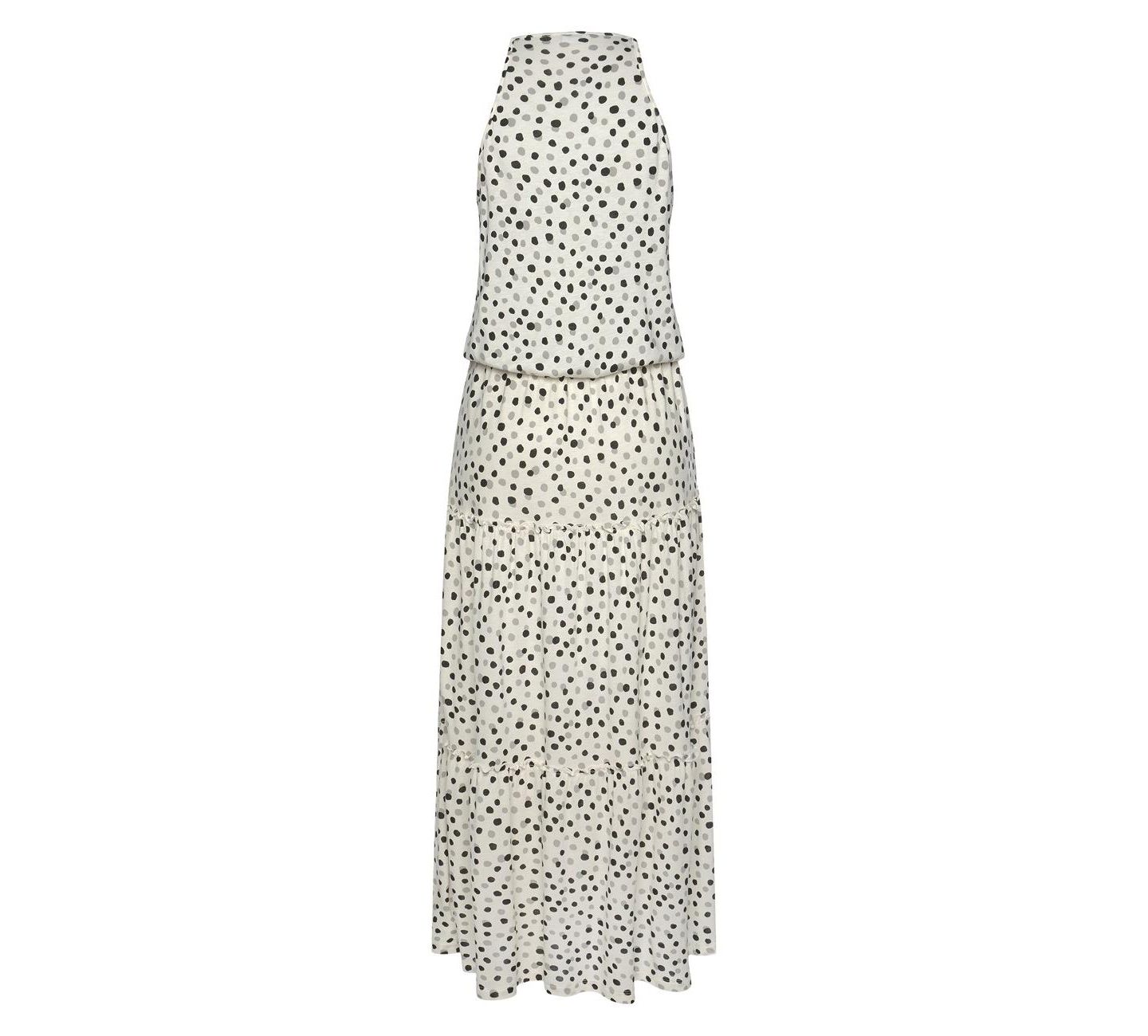 Женское платье Lascana Polka-Dot Tiered High-Neck Maxi, цвет: Белый разноцветный — фото 7