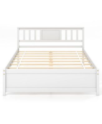 Wooden Platform Bed with Headboard and Wood Slat Support Full Size