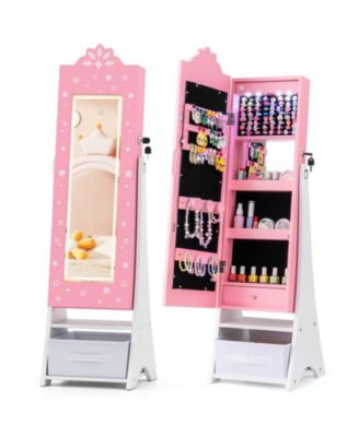 Kids Jewelry Armoire with Lighted Full-Length Mirror