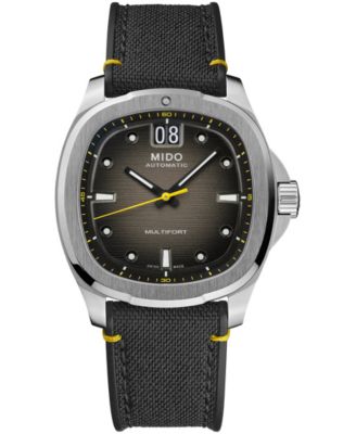 Men's Multifort Swiss Automatic Big Date Black Fabric Strap Watch 40mm