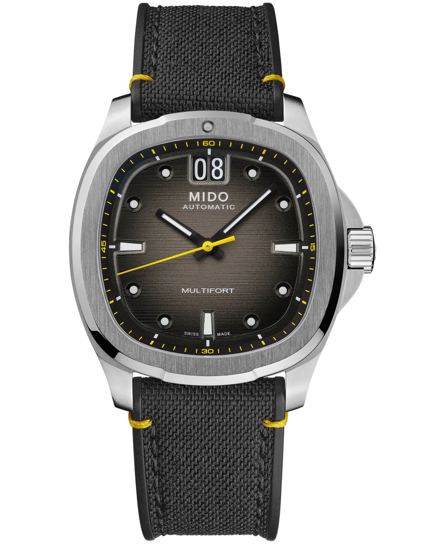 Мужские часы Mido Multifort Swiss Automatic Big Date Black Fabric Strap Watch 40mm — фото 1