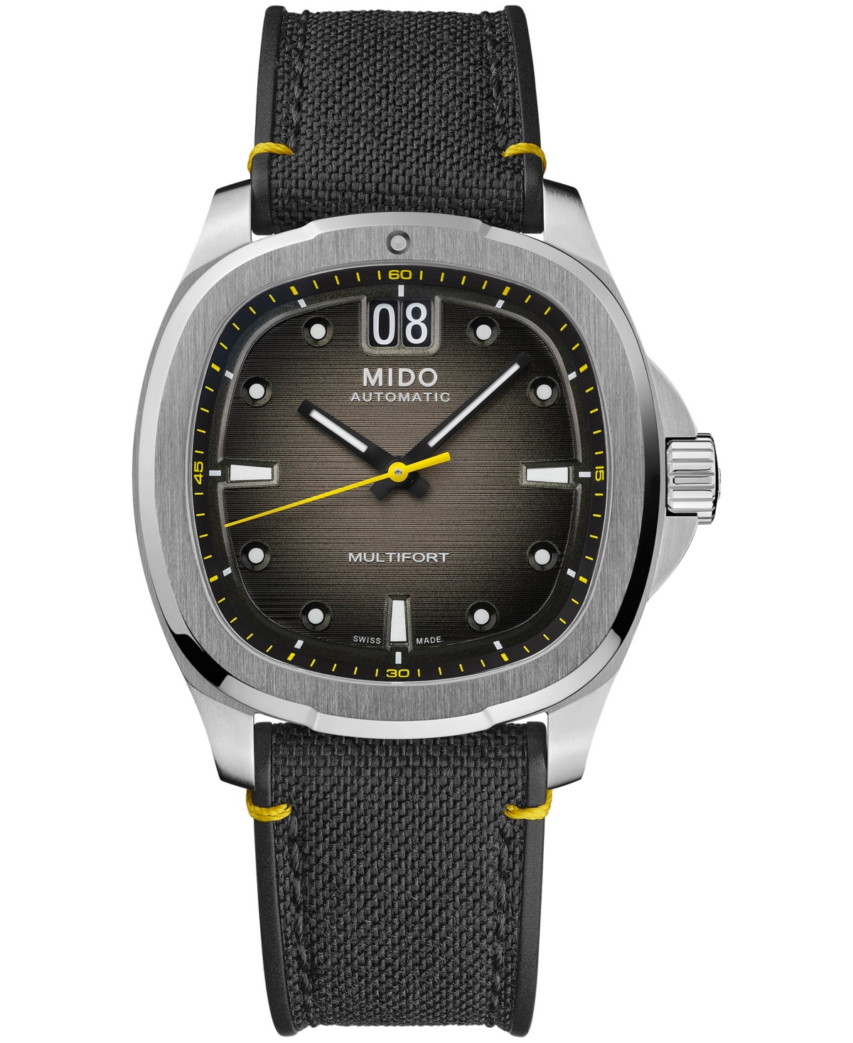 Mido Men's Multifort Swiss Automatic Big Date Black Fabric Strap Watch, Water-Resistant to 100 Meters, 40mm