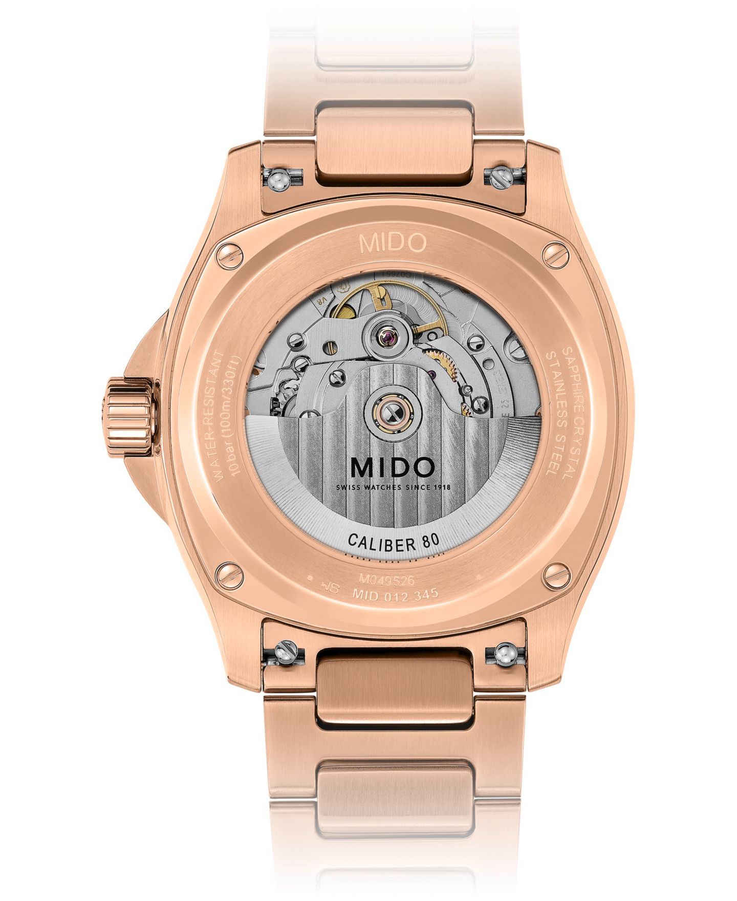 Мужские часы Mido Automatic Multifort TV Big Date Rose-Gold Stainless Steel Bracelet Watch 40mm — фото 3