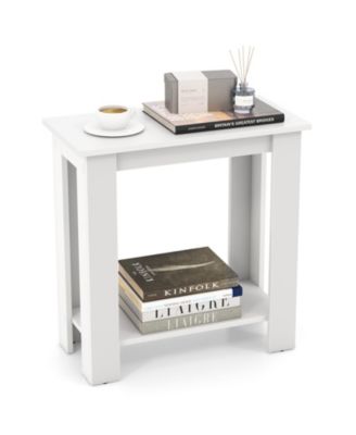 2 Tier Modern Compact End Table with Storage Shelf