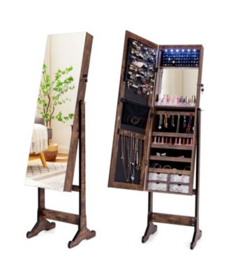 Free Standing Full Length Jewelry Armoire with Lights