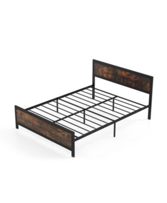 Metal Bed Frame with Headboard and Footboard Queen Size
