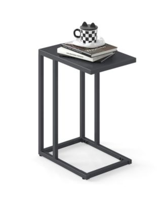 C Shaped Side Table with Adjustable Foot Pads for Living Room Bedroom